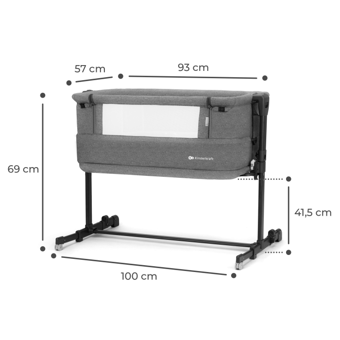 PATUT CO-SLEEPER KINDERKRAFT NESTE GROW, GRI INCHIS [5]