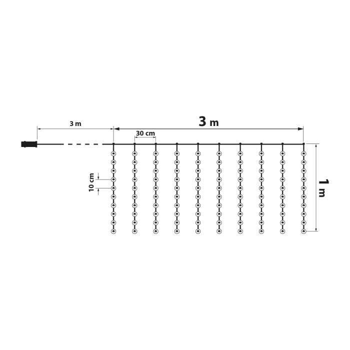 Perdea luminoasă - 100 LEDuri alb-cald - 3 x 1 m - 230V - cu telecomandă [4]