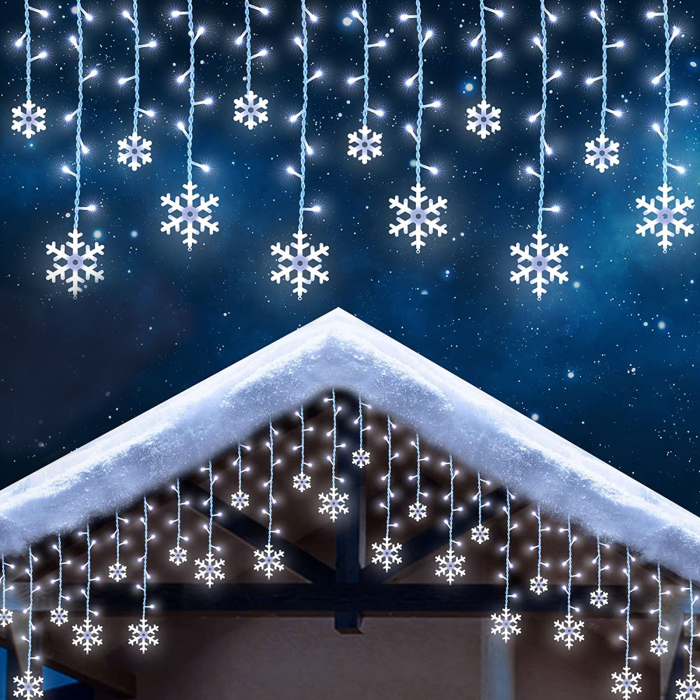 Perdea luminoasă LED - fulg de nea - 3 x 0,75 m - 224 LED-uri alb rece - IP44 [3]
