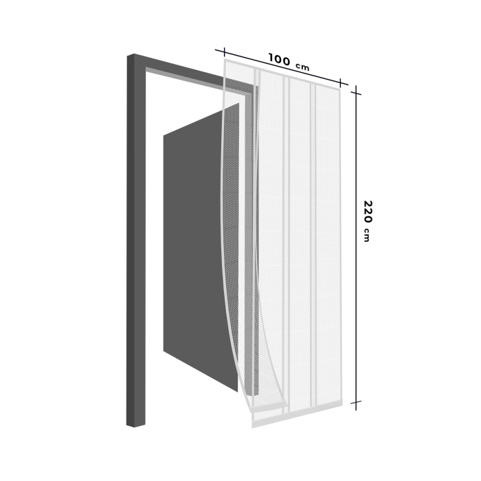 Perdea pt. usa din plasa anti-tantari, 4 benzi, max. 100 x 220 cm, alb [4]