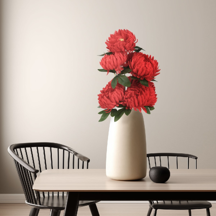 Plantă artificială decorativă - Crizantemă roșie - 12 x 58 cm [1]