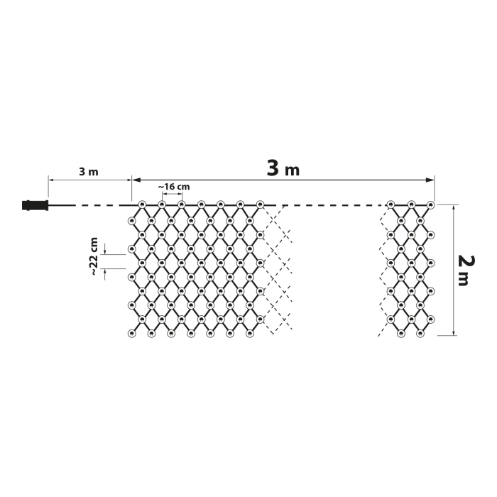 Plasă luminoasă LED - 190 LEDuri alb-calde - 3 x 2 m - 230V - cu telecomandă [4]