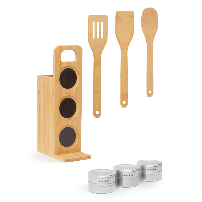 Raft magnetic pentru condimente - set de scule din bambus - 7 piese - 80 x 135 x 275 mm [3]