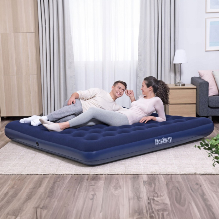 Saltea gonflabilă - dublă, velour - albastru - 203 x 183 x 22 cm [6]
