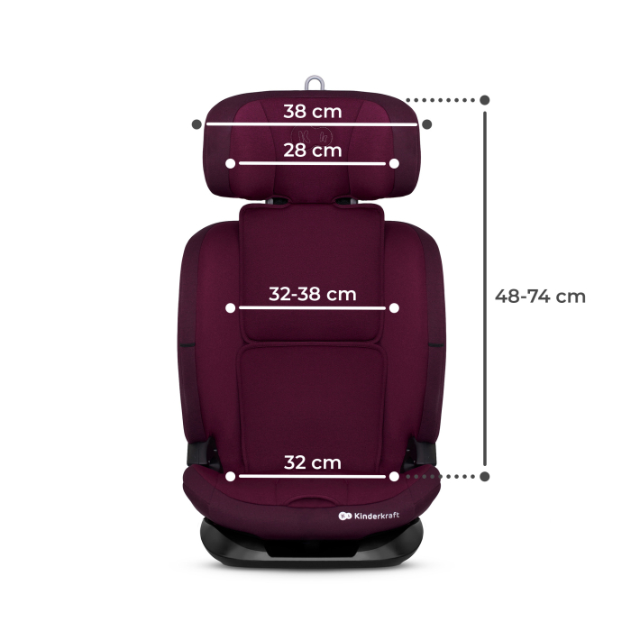 SCAUN AUTO I-SIZE, 76-150 CM, KINDERKRAFT ONETO 3, ISOFIX, CHERRY PEARL [7]