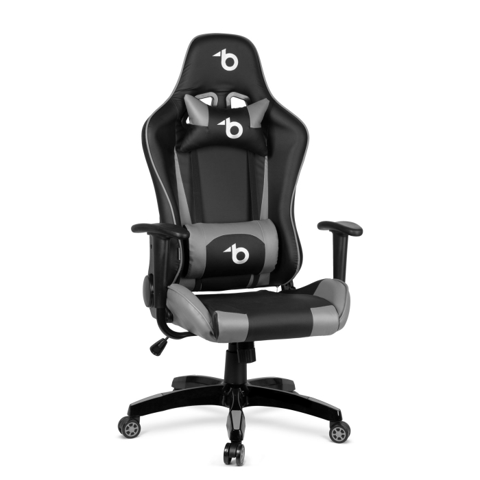 Scaun gri de gaming - cu pernă de talie și pernă pentru cap [1]