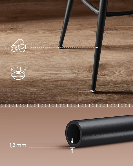 set 2 scaune de bar rotative 360°, cu spatar, inaltime 101 cm, piele sintetica, cadru otel, stil modern, maro [7]