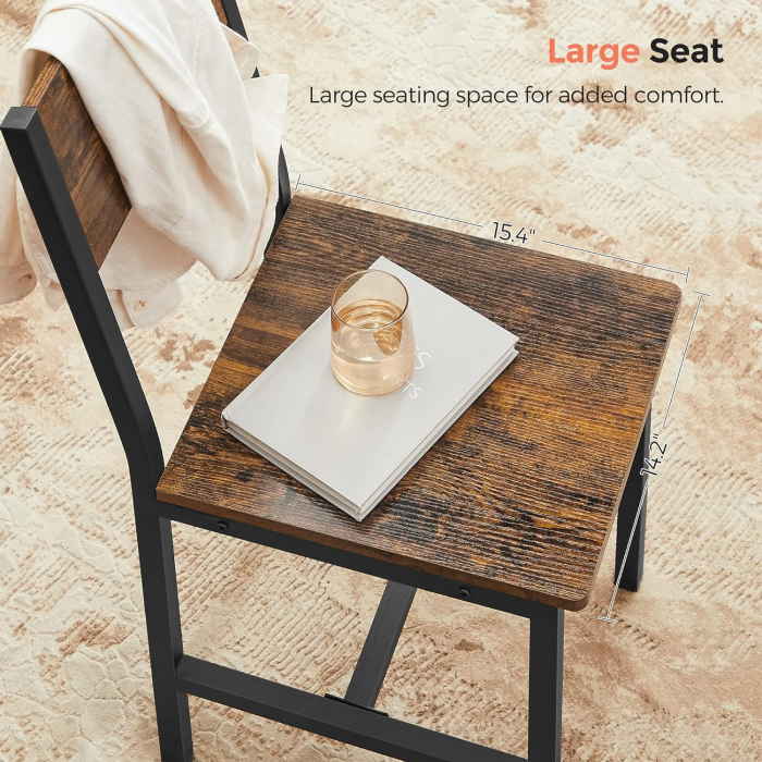 Set 2 scaune de living, cu spatar, stil industrial, 37x50x87 cm, maro rustic [3]