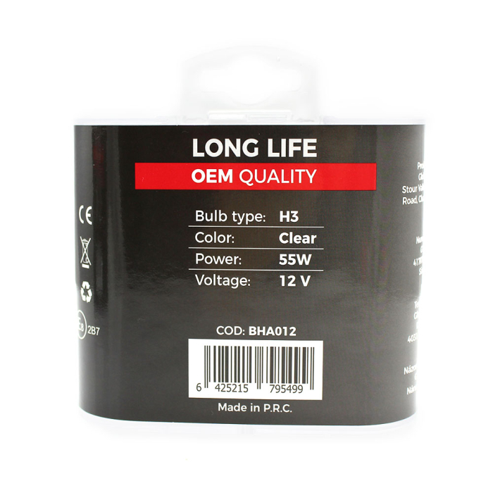 Set de 2 becuri Halogen H3, 55W +50% Intensitate - LONG LIFE - CARGUARD [6]