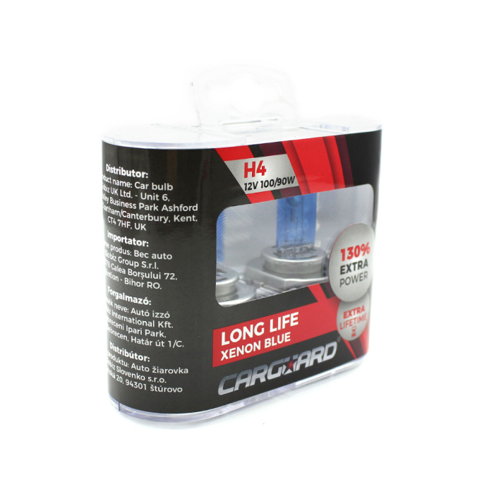 Set de 2 becuri Halogen H4, 100W +130% Intensitate - LONG LIFE - CARGUARD [3]