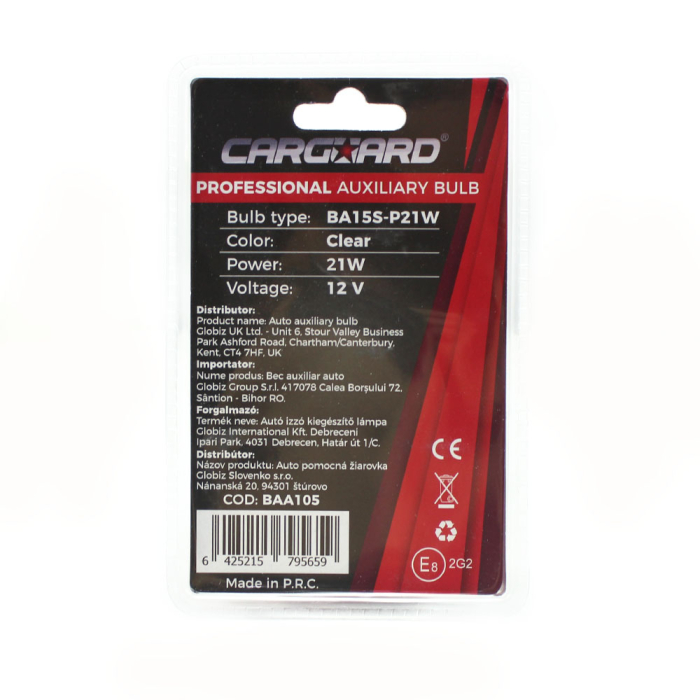 Set de 2 becuri P21W - incolor - CARGUARD [3]