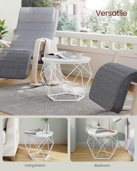 Set de 2 mese de cafea rotunde, cadru otel si blat detasabil, 40cm si 50cm, alb [3]
