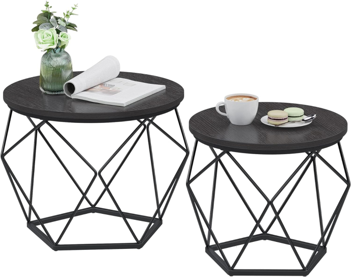 Set de 2 mese de cafea, stil industrial, 50x40cm si 40x36cm, negru [5]