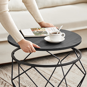 Set de 2 mese de cafea, stil industrial, 50x40cm si 40x36cm, negru [3]