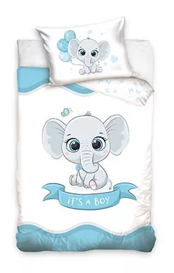 Set de lenjerie 2 piese, Elephant It’s a Boy, 90x120 cm, 40x60 cm [2]
