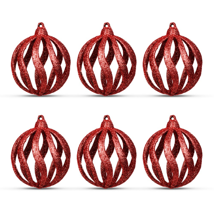 Set decor brad - globuri roșii strălucitoare - 7 cm - 6 buc/pachet [2]