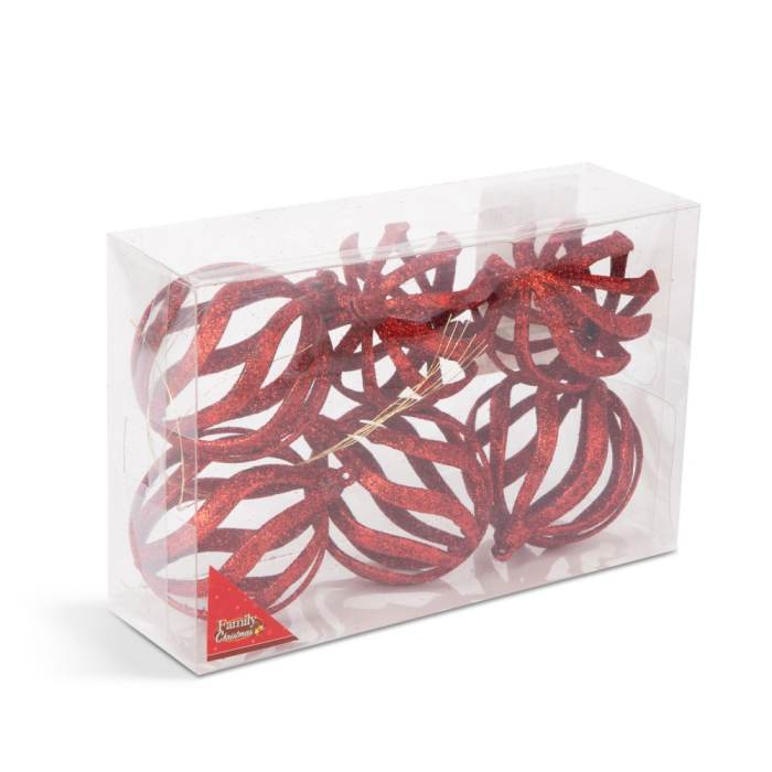 Set decor brad - globuri roșii strălucitoare - 7 cm - 6 buc/pachet [3]