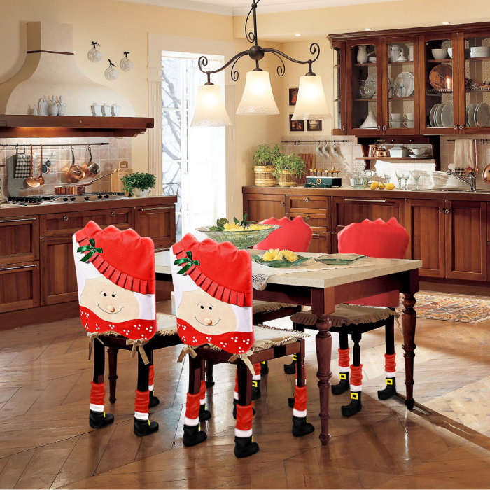 Set decorațiuni de scaun Crăciun – model Doamna Crăciun – 50 x 55 cm – roșu/alb [1]