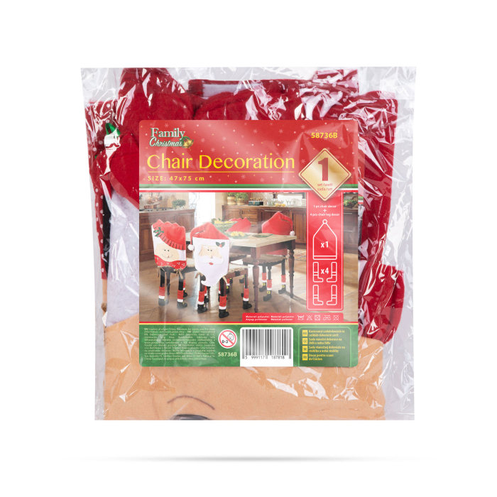 Set decorațiuni de scaun Crăciun – model Doamna Crăciun – 50 x 55 cm – roșu/alb [2]