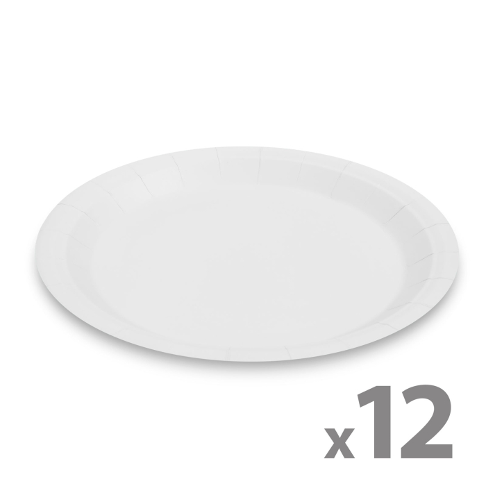 Set farfurii albe din hârtie - 23 cm - 12 buc. /pachet [1]