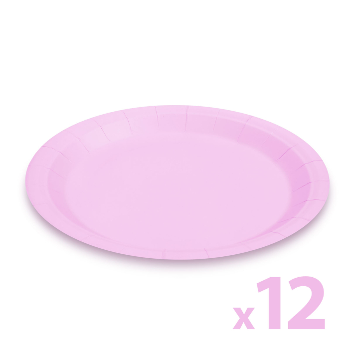 Set farfurii roz din hârtie - 23 cm - 12 buc. /pachet [1]
