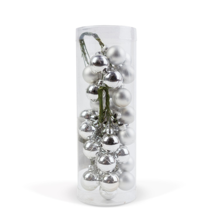 Set globuri argintii pentru bradul de Crăciun - 3 tipuri - 2cm - 36 buc/set [1]