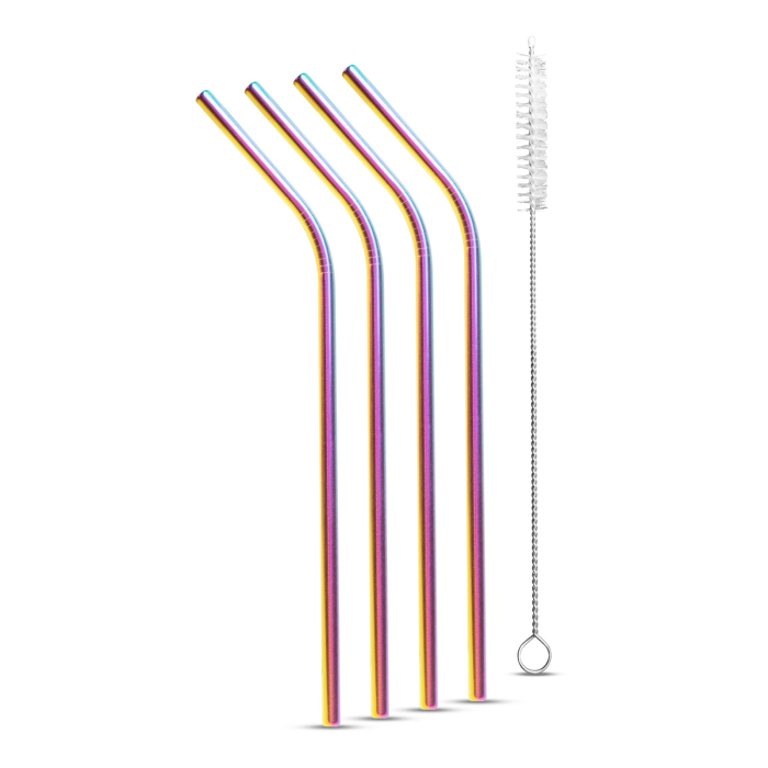 Set paie pentru băuturi - inox - titan curcubeu - 215 x 6 mm - 5 bucăți [1]
