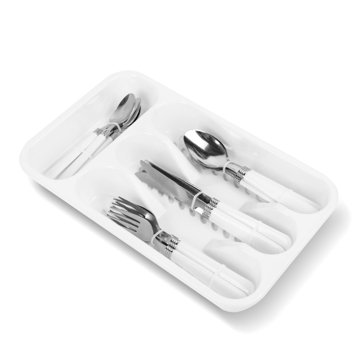 Set tacâmuri cu suport - alb - 16 bucăți - 32,7 x 19,5 x 4,7 cm [2]