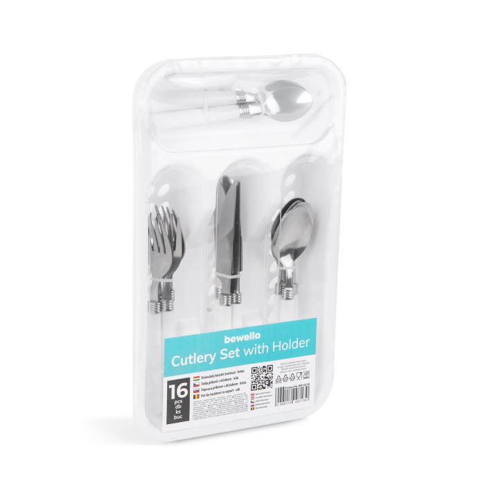 Set tacâmuri cu suport - alb - 16 bucăți - 32,7 x 19,5 x 4,7 cm [3]