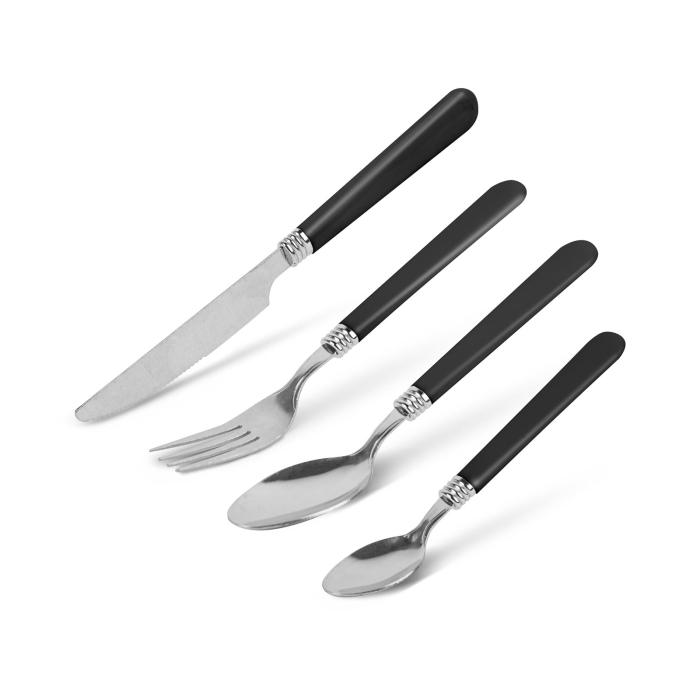 Set tacâmuri cu suport - negru - 16 bucăți - 32,7 x 19,5 x 4,7 cm [1]