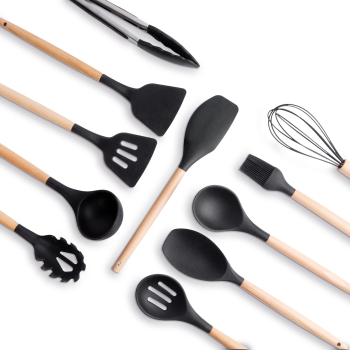 Set tacâmuri de bucătărie - 19 piese - negru mat [2]