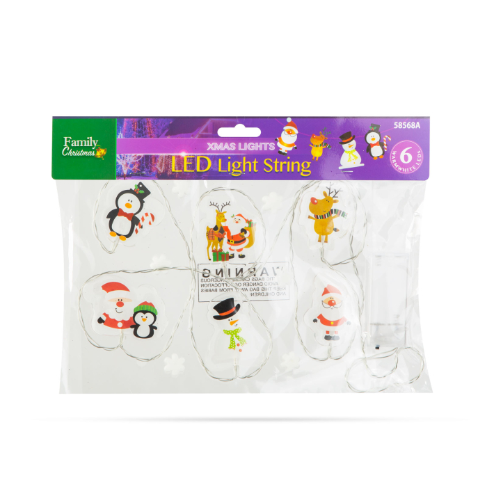 Șir de lumina cu LED de Crăciun - autocolant gel pentru geam - 6 LED-uri - 2 x AA [3]