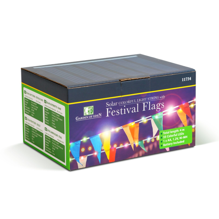 Șir de lumină solară - steag - 4 m - 35 LED-uri colorate [3]