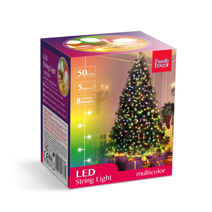 Șir de lumini colorate pentru Crăciun - 50 LED-uri - 5 m - 8 programe [7]