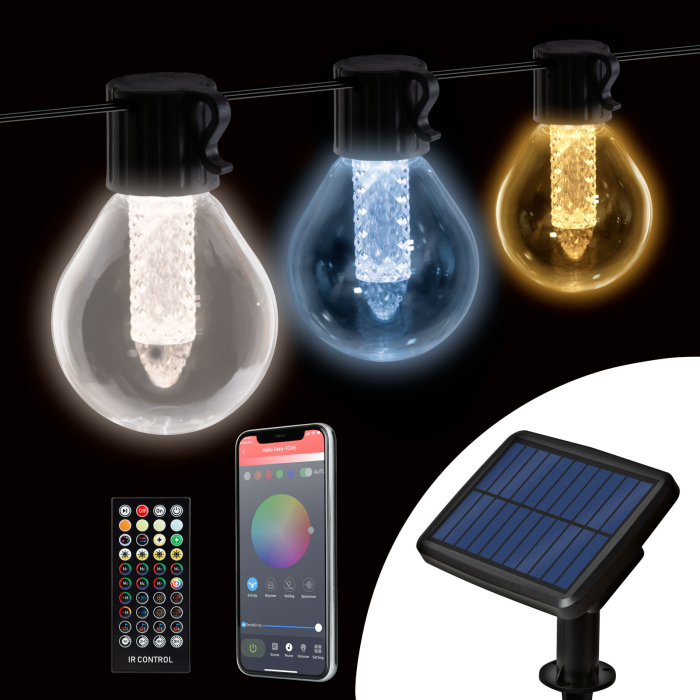 Șir de lumini solare inteligente - 15 LED-uri albe - temperatură de culoare reglabilă - 7,5 m - bluetooth [1]