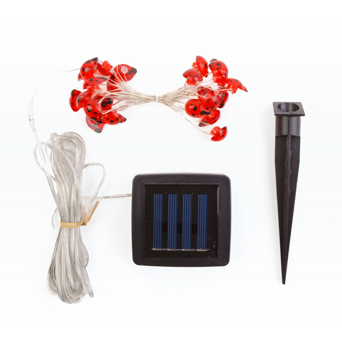 Șir lumină solară cu LED - buburuze - 2,4 m - 25 LED - alb cald [2]