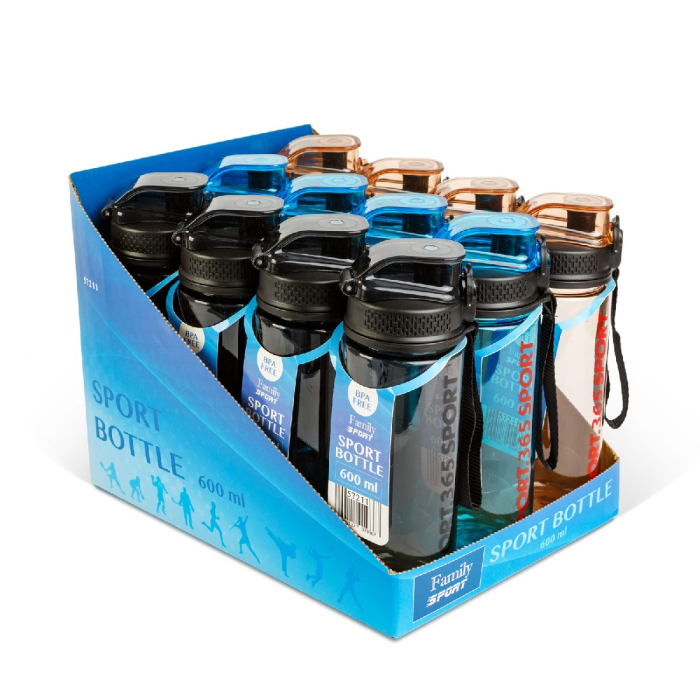 Sticlă sport – plastic transparent – 600 ml – 3 culori [9]