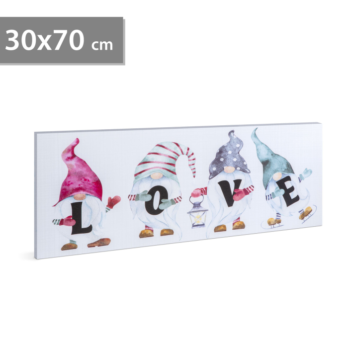 Tablou cu LED - LOVE - cu agățătoare, 2 baterii AA - 30 x 70 cm (58477) [1]