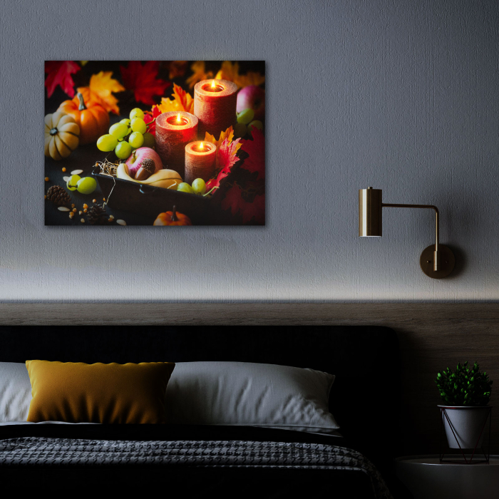 Tablou LED - Lumânări și roade de toamnă - 2 x AA, 40 x 30 cm [1]
