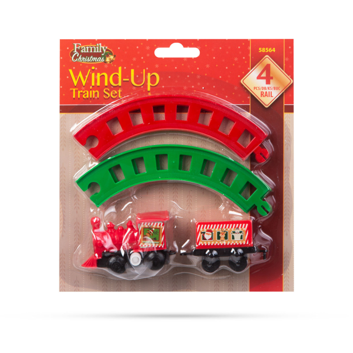 Tren de Crăciun - cu cheiță - roșu/verde - 20 cm [2]