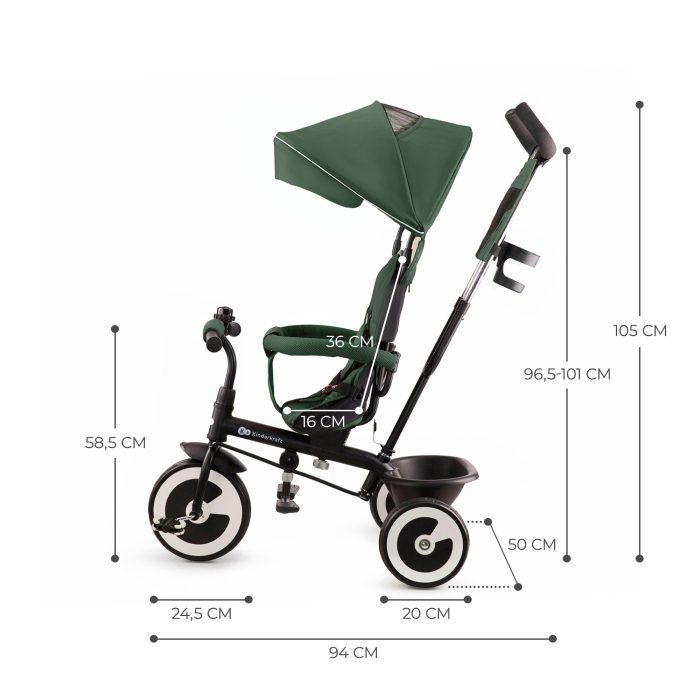 TRICICLETA COPII, KINDERKRAFT ASTON, MYSTIC GREEN [8]