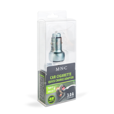 Adaptor brichetă auto cu tip C PD și priză USB, încărcare rapidă - afișaj de tensiune - 48W [2]