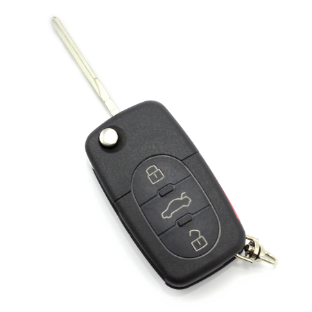 Carcase de chei - Audi - carcasă cheie tip briceag cu 3+1 butoane, buton de panică și baterie 2032 - CARGUARD