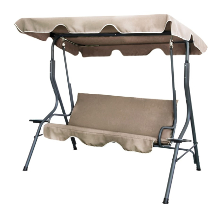 Articole pentru casă - Balansoar de grădină - 170 x 110 x 153 cm - bej închis - cu suport pentru pahare