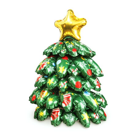 Produse de Crăciun - Balon de Crăciun 3D - 360° - folie aluminiu - brad - 38 x 34 cm