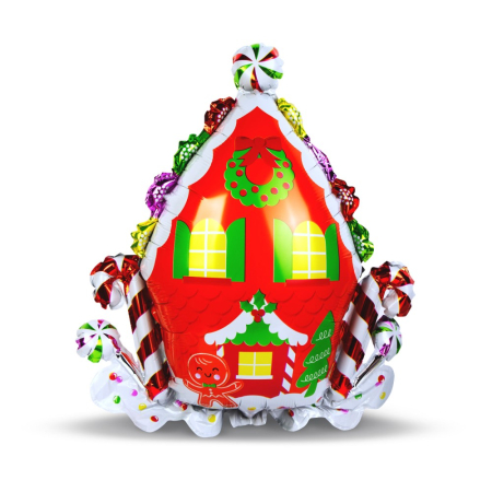 Produse de Crăciun - Balon de Crăciun - folie aluminiu - căsuță turtă dulce - 67 x 71 cm