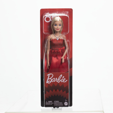 Universul Copiilor - BARBIE PAPUSA BARBIE COLECTIE ANIVERSARA 80 DE ANI BLONDA CU ROCHIE ROSIE RUBIN