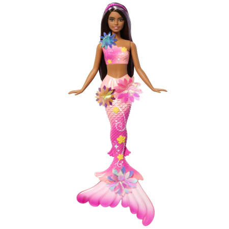 BARBIE PAPUSA SIRENA FLOAREA MAGICA CU PAR BRUNET SI COADA ROZ [1]