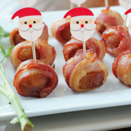 Produse de Crăciun - Bețișoare pentru aperitiv - decorate Moș Crăciun - 8,5 cm -