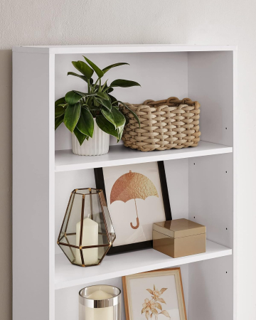 Biblioteca 6 rafturi, in stil scandinav, rafturi ajustabile, PAL, 60x24x179 cm, alb [8]